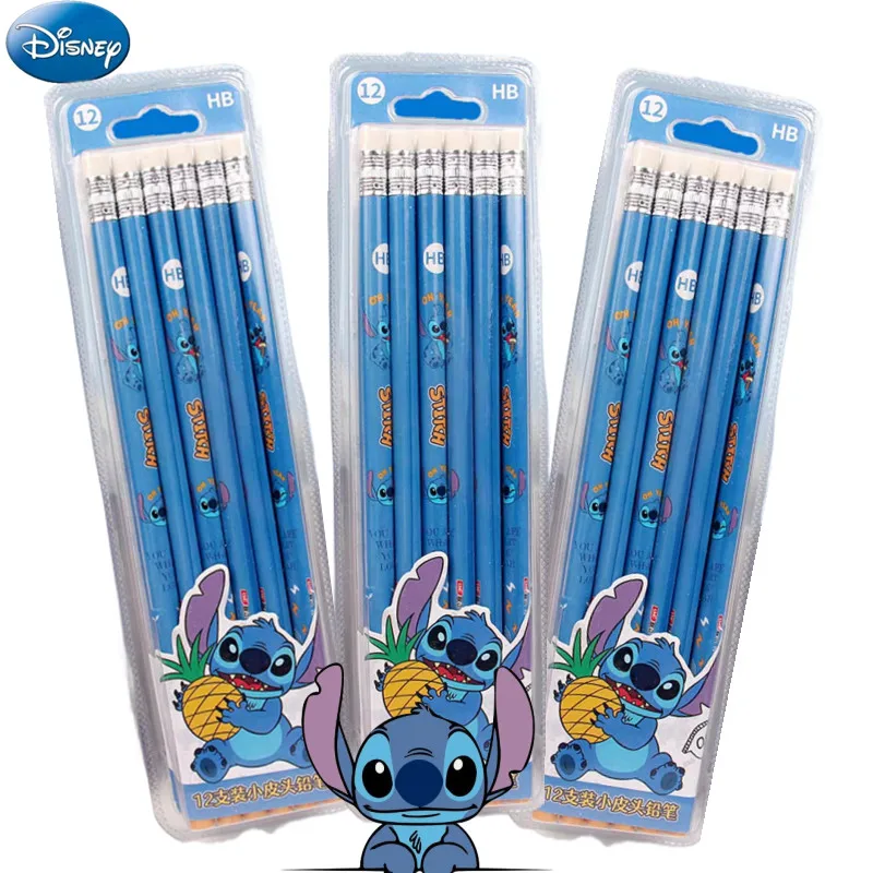 New Disney Stitch  Anime Pencil Cartoon Crayon Children with Rubber School Supplies Pencil Student Pencil kids Christmars Gift