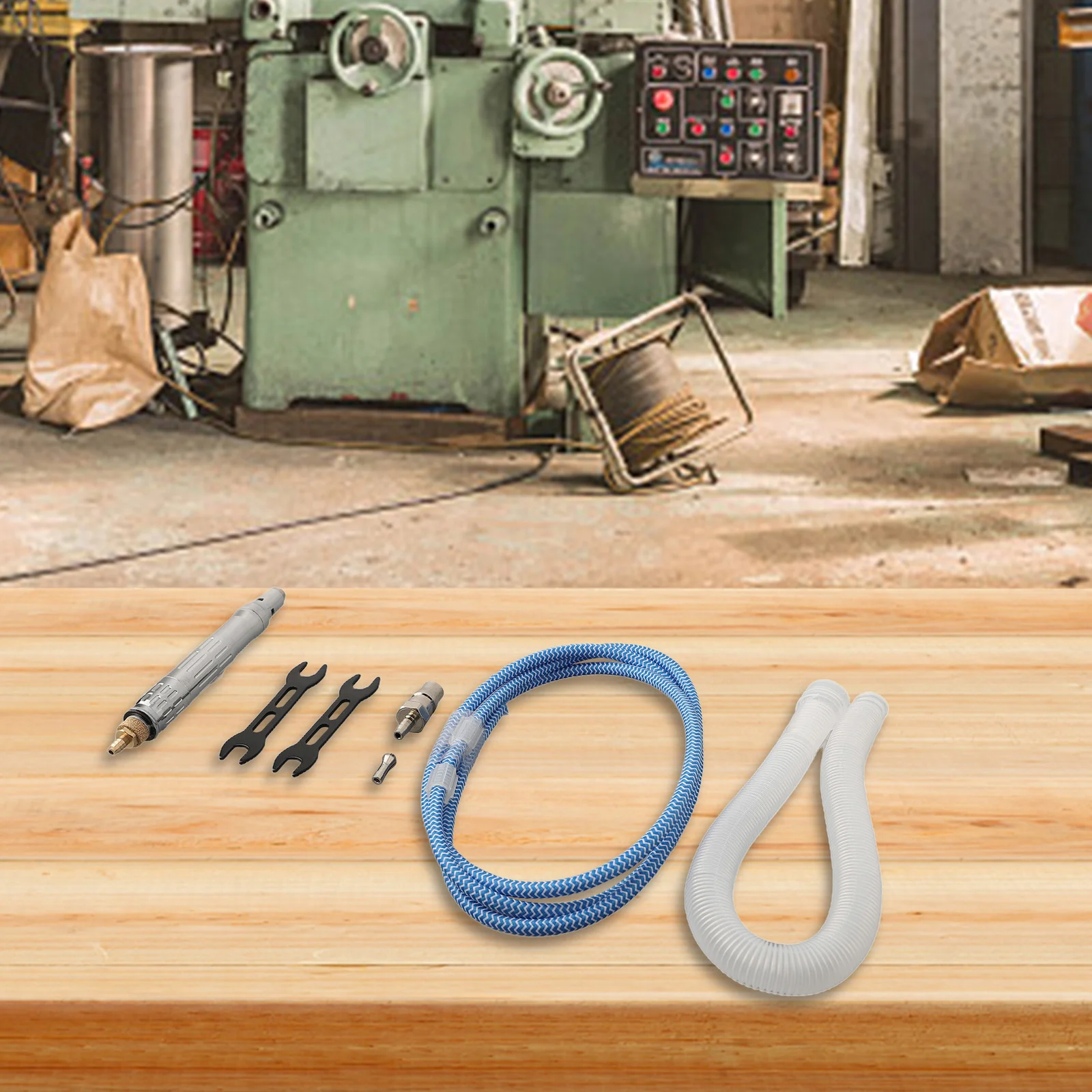 

Пневматическая шлифовальная ручка с прямой рукояткой и соединительными трубками для работы со стеклом и камнем, высокоскоростная, абсолютно новая