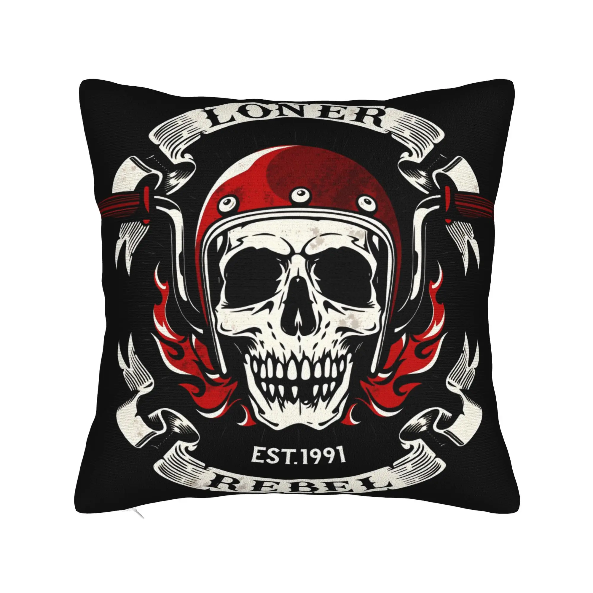 Black Grey Skull Face Día de los Muertos Pillow Case  Custom Pillow Cover Funny Pillowcases For Couch Sofa Bedroom