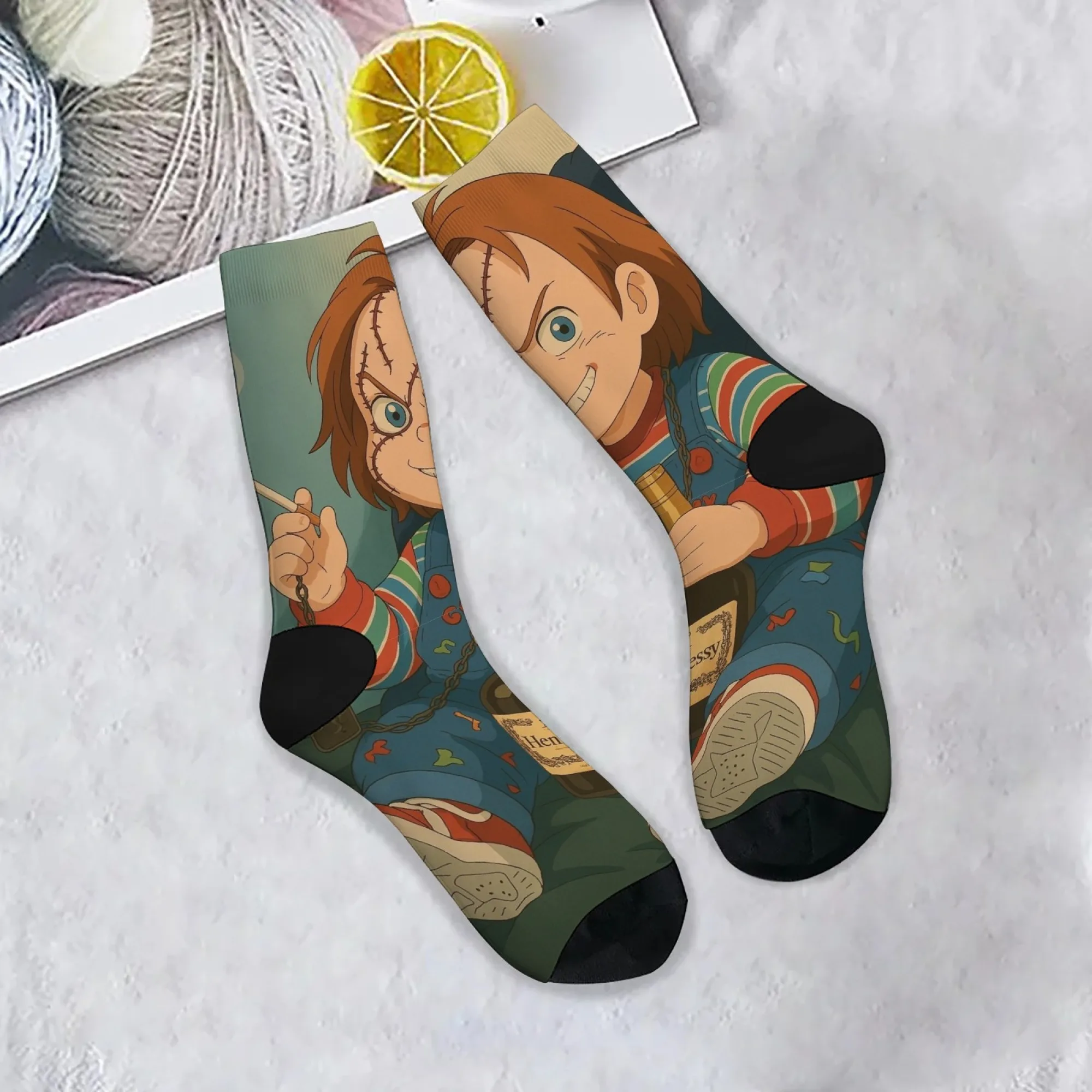 

Comic Chucky Doll Happy Socks Party Gift Novelty Funny Cartoon Men's Socks Harajuku Retro Style Crazy Street Hip-hop Trend Socks