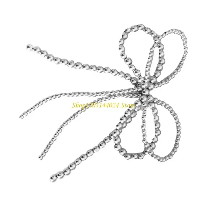 N5ke Bellissimo fascino bowknot con imitazione perla perla con fibbia con fibbia per invalida danno da teatro per catena del