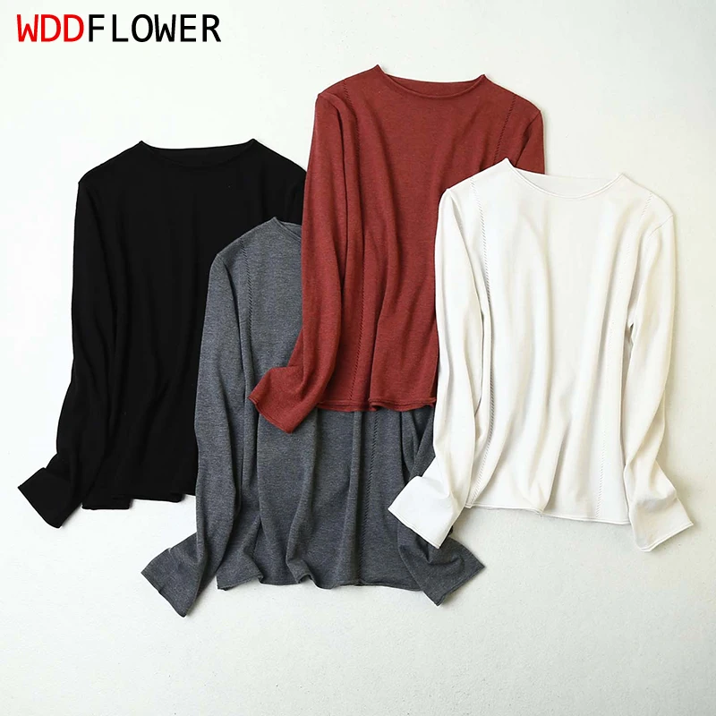 

Women's 63.9% Silk 10.2% Cashmere Crew Neck everyday Long Sleeve Pullover Sweater Top Shirt LY021