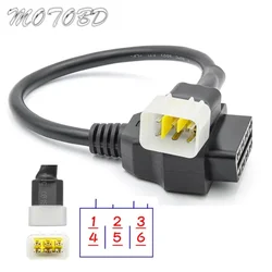 OBD OBDII OBD2 16Pin MotorBike 6 Pin To 16 Pin for Delphi 6 Pin Motorcycle 6 Pin Converter Cable