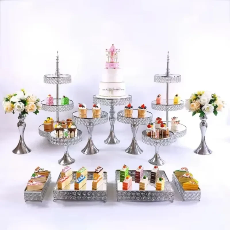 Wedding Dessert Table Decoration Gold Silver Cake Three Layer Dessert Rack Decoration Display Rack Iron Cake Rack