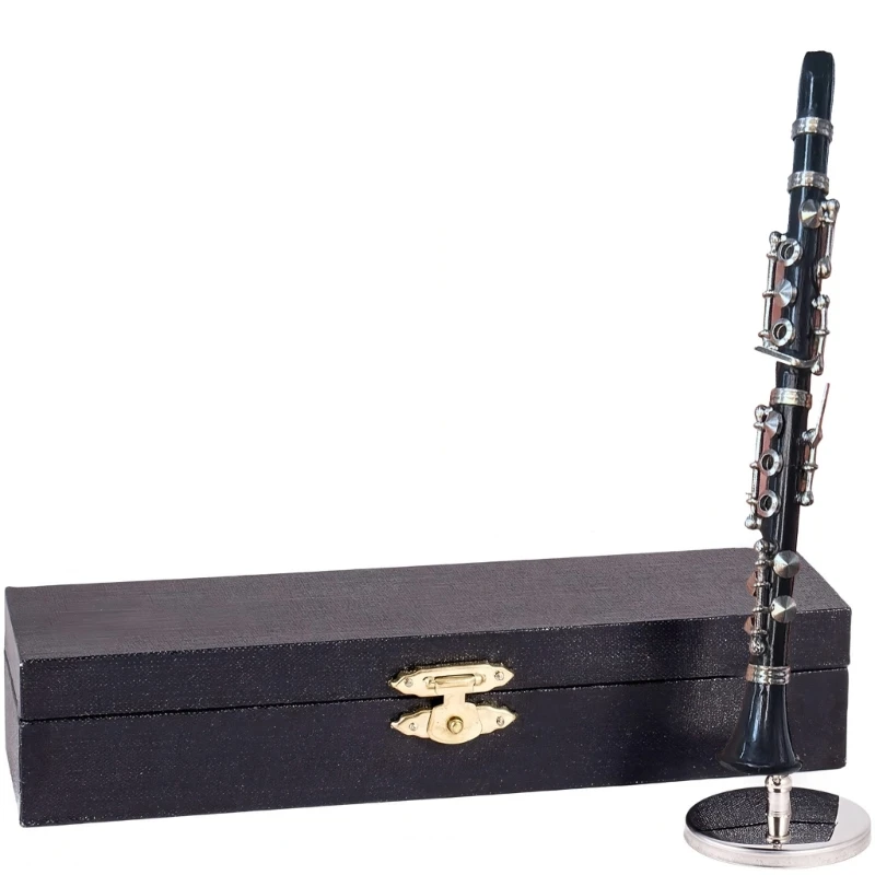 Exquisite Handcrafted Miniature Clarinet Replicas Model With Gold Plating Musical Instrument Decoration For Home