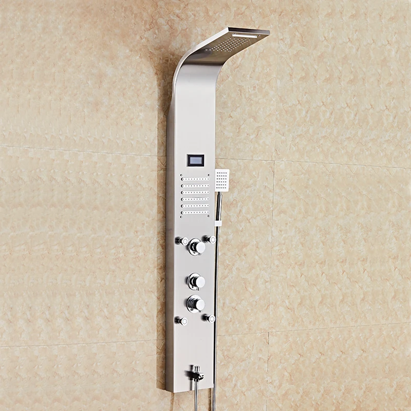 لوحة شلال الاستحمام المصقول ، طائرات تدليك الجسم ، سبوت الحوض ، مجموعة رذاذ اليد ، مجموعة لوحة دش البرج