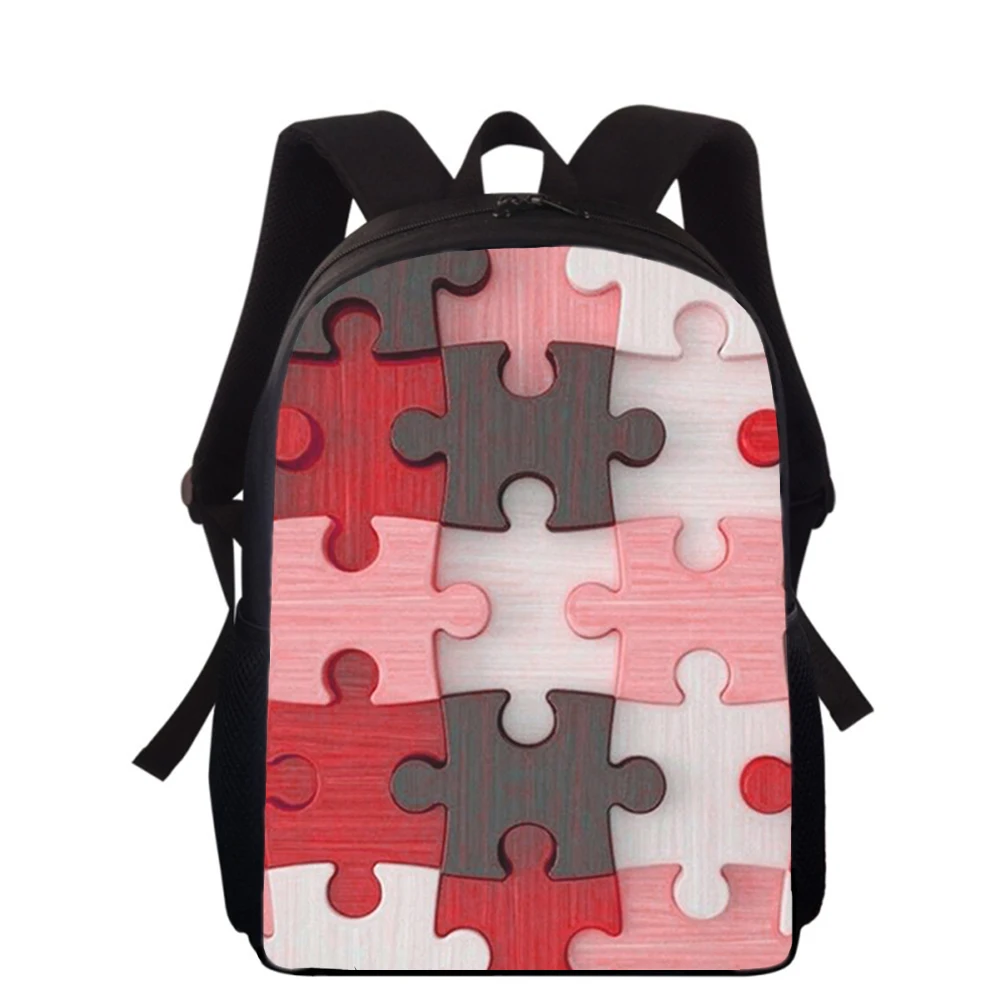 Personality Art Puzzle 16” 3D Print Kids Backpack Primary School Bags for Boys Girls Back Pack Students School Book Bags