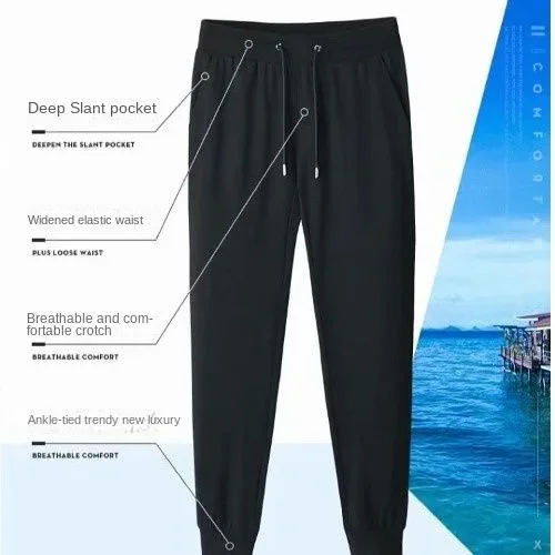 Men\'s Cotton Casual Pants Thickened Drawstring Sweatpants Loose Plus Size and Ankle Pants Black Gray Pants Sweatpants  Casual