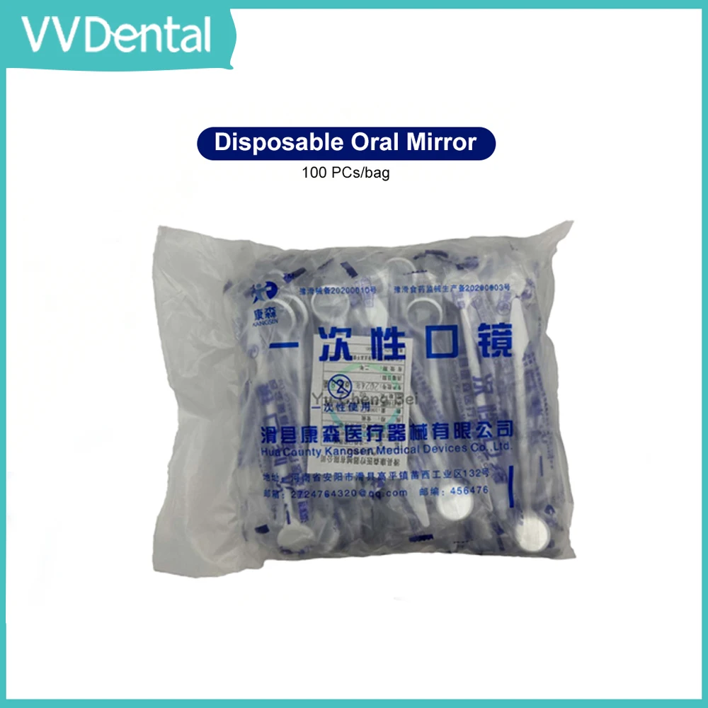 100pcs Disposable Mouth Mirror Dental Oral Mirrors Reflector Checking for Teeth Intraoral Check Dentistry Material