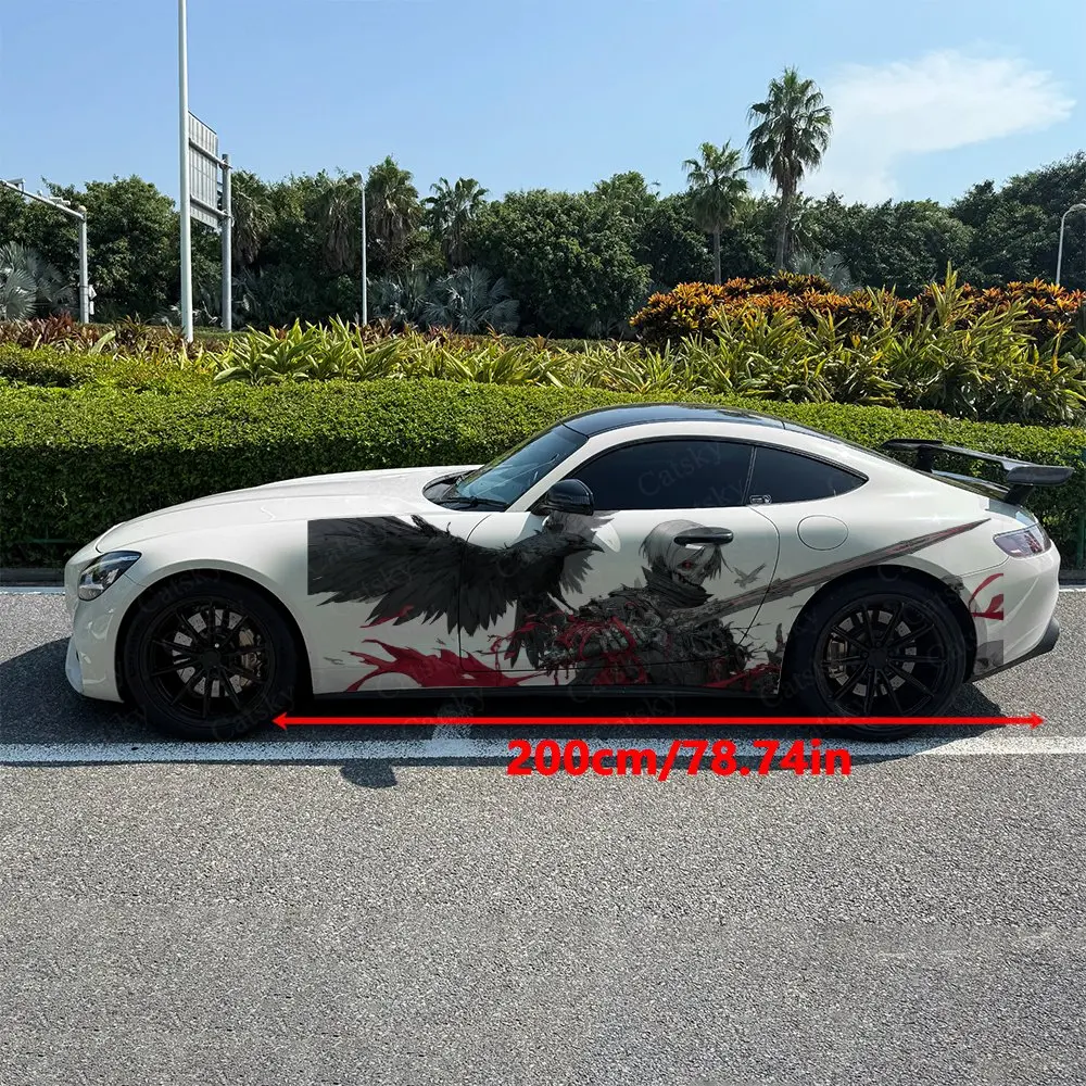 2pcs Blood Undead Raven Warrior Car Side Wraps, Self-Adhesive PVC Waterproof & Scratch-Resistant Stickers, Car Accessory Gift