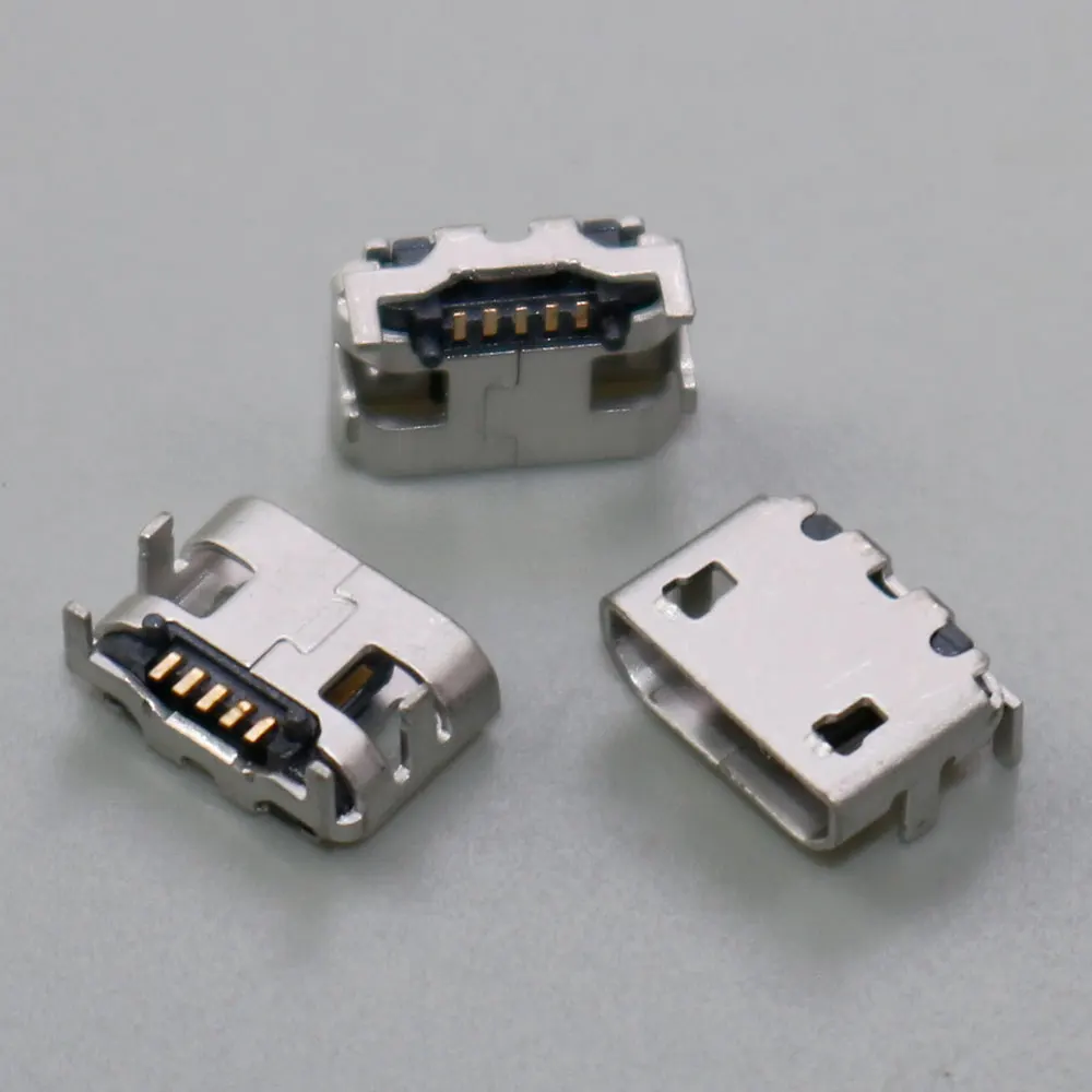 

100Pcs Mini USB jack charge plug Big Ox horn Charging port Micro USB 5pin Socket Connector 7.2*6.6mm