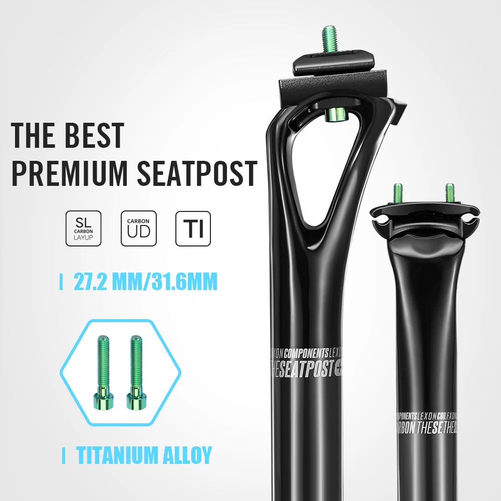 Lexon Carbon Seatpost 27.2/31.6MM Bike MTB Road Gravel 400MM 5mm offset seat Tube Mountain Cycling FOR Bicycle Accessories
