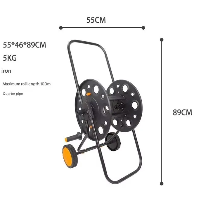 Metal Garden Hose Reel Cart Hand Push Portable Water Hose Storage for Farm Car Wash Use Agriculture Equipment