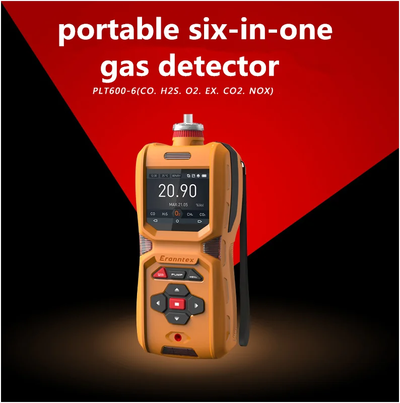 Détecteur Portable de Gaz 6 de Haute Précision, Analyseur avec Pompe Intérieure, CO H2S, Nings Ex, CO2, NOX, Oxydes d'Azote