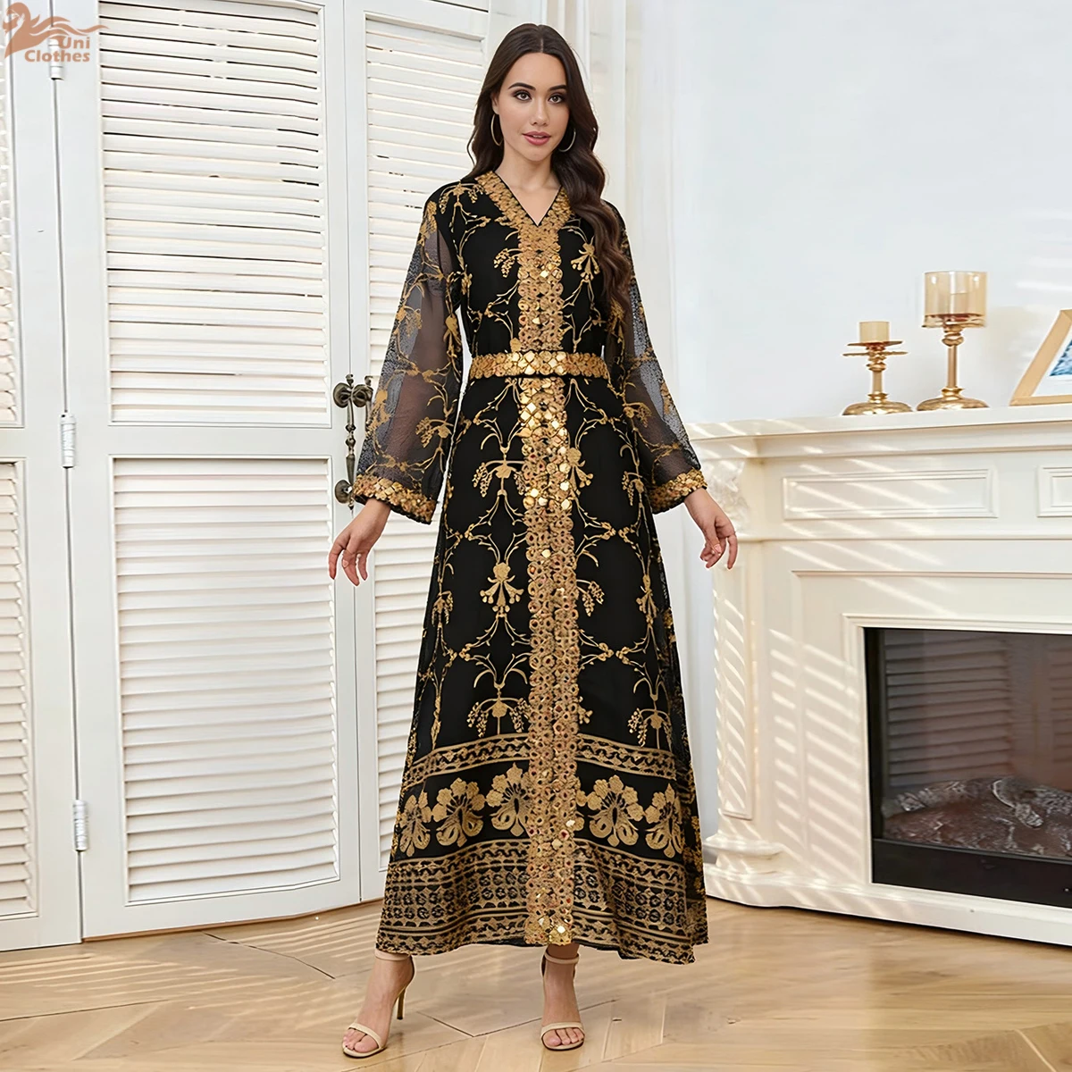 

Дубайское платье-абайя с вышивкой, исламские праздничные платья, мусульманская джалабия, длинные платья для Рамадана, арабская длинная роба, Марокко 2026