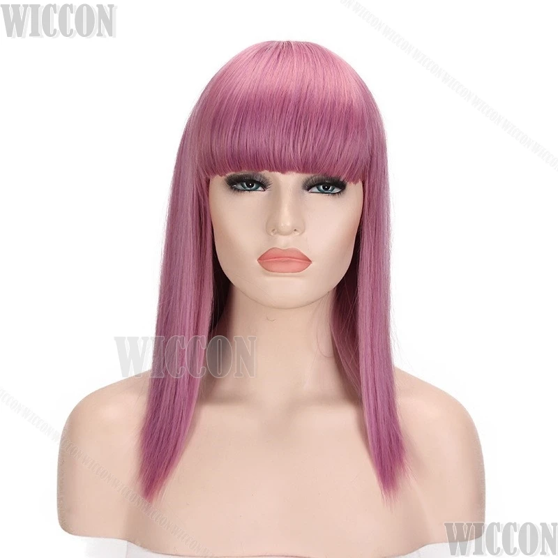 Mal Star Inheritor Movie Descendaants 2 Cosplay Prop Wig Long Straight Bang Hair Purple 60CM Length Holloween Party Play Women