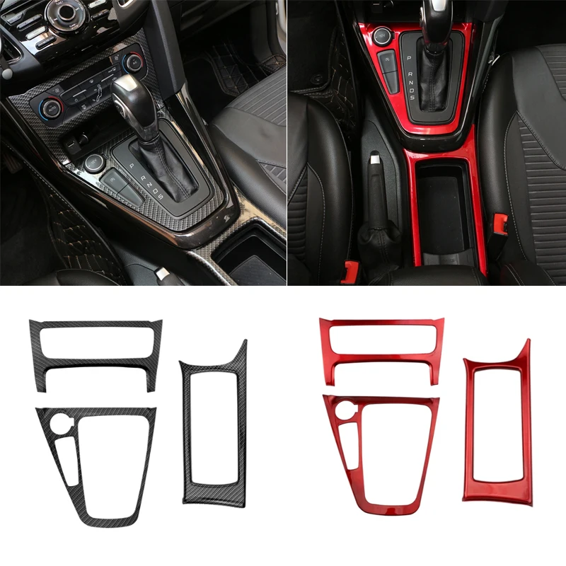 3Pcs/Set ABS Color Inner Gear Shift Panel Cover Trim Stickers LHD For Ford Focus 3 MK3 2015 - 2018 ST car accessories