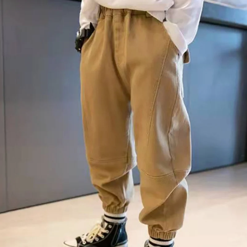 

Boys Casual Pants Long Trousers Cotton 2024 Apricot Spring Autumn Baby's Kids Pants High Quality Children's Clothing