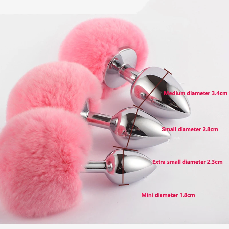 Mini Bunny Tail Butt Plug Cosplay Anal Beads Metal Butt Plug BDSM Beginner Anal Plug Massage Balls Sex Toys for Men Women