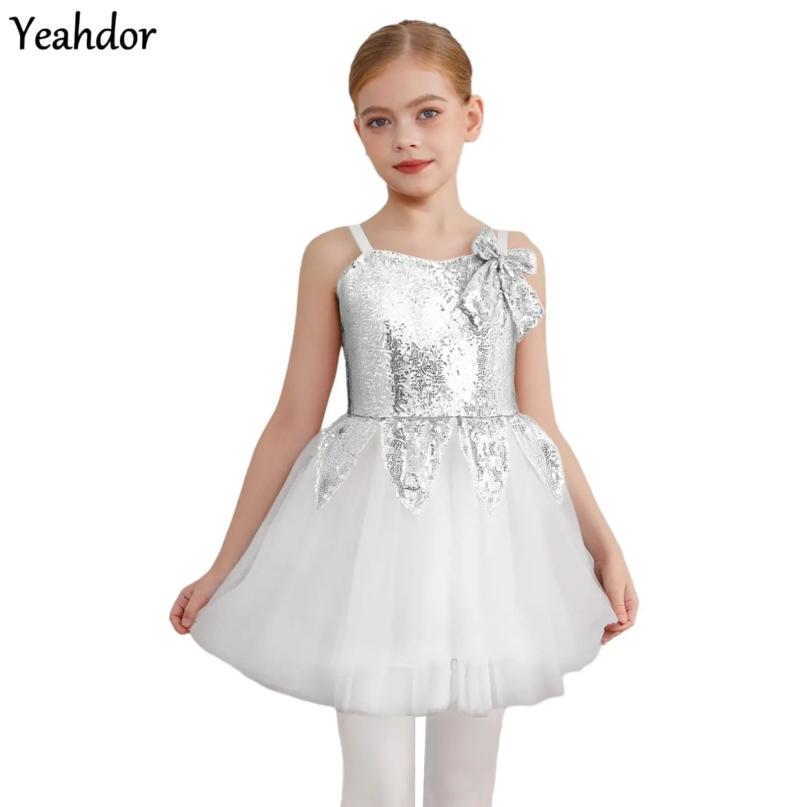 

Girls Ballerina Fairy Prom Party Costume Sequin Gymnastic Leotard Ballet Tutu Dress Angel Princess Puffy Tulle Dress Dancewear