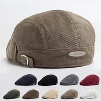 Men Fashion Corduroy Beret Spring Autumn Thick Warm Women's Flat Hat Vintage Casual Newsboy Cap Unisex Fashion Front Back Wear