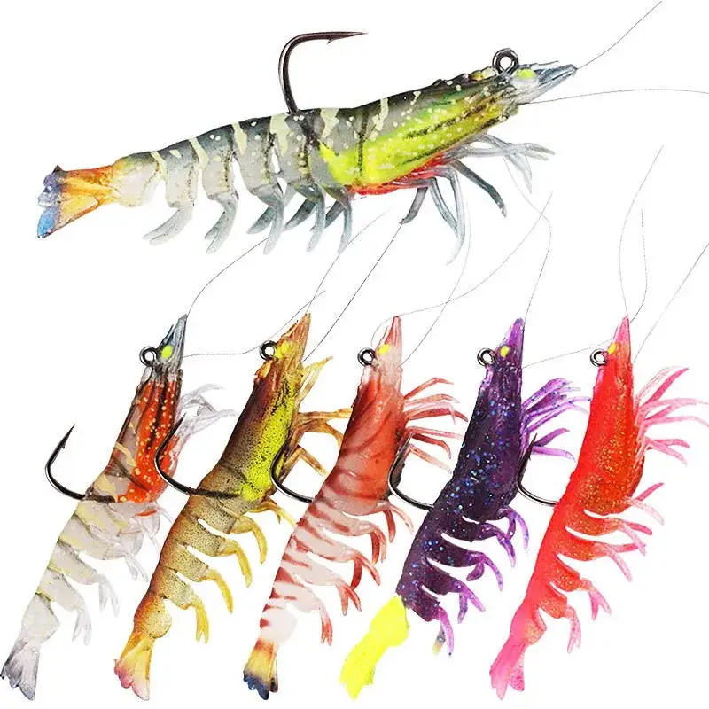 WeiHe 12g 9cm 8cm 8g7 Colors Artificial PVC Shrimp Soft Fishing Lure Luminous Bait For Fishing Activity