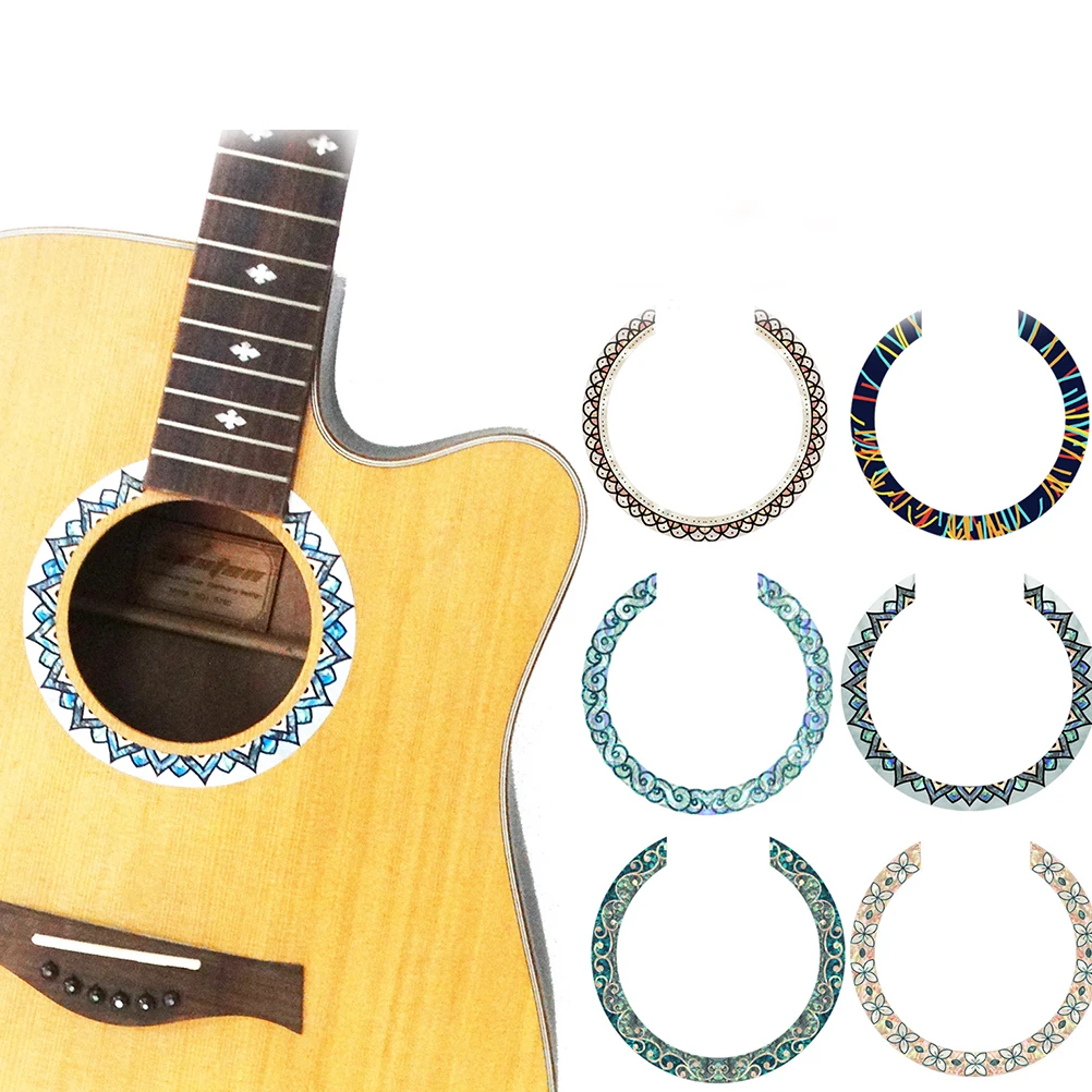

2 Pcs Sound Hole Stickers Guitar Acoustic Ring Soundhole Decal Musical Instrument Decals Decoration Accessories Decorate Inlay