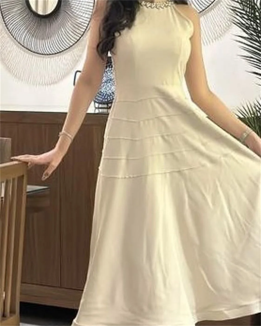 ROYET Crystals O Neck Sleeveless A Line Formal Evening Dress Tea Length Simple Classic Long Prom Gown Customized New 2025