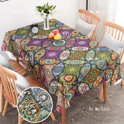 Boho Rectangle Tablecloth Stain Resistance Water Repellent And Wrinkle Free Table Cover Decor