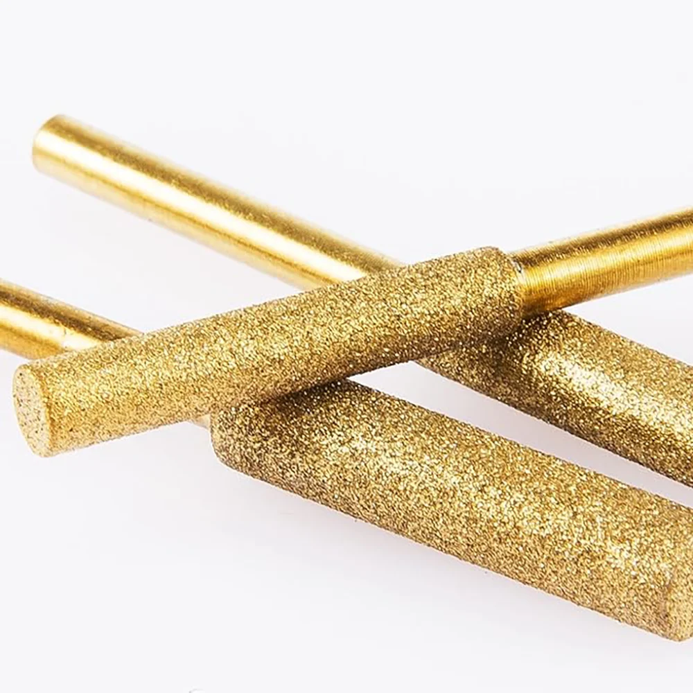 12PCS Chainsaw Sharpener Diamond Coated Cylindrical Burr Chain Saw 4/4.8/5.5mm Titanium Coated Sharpener Engraving Grinding Tool