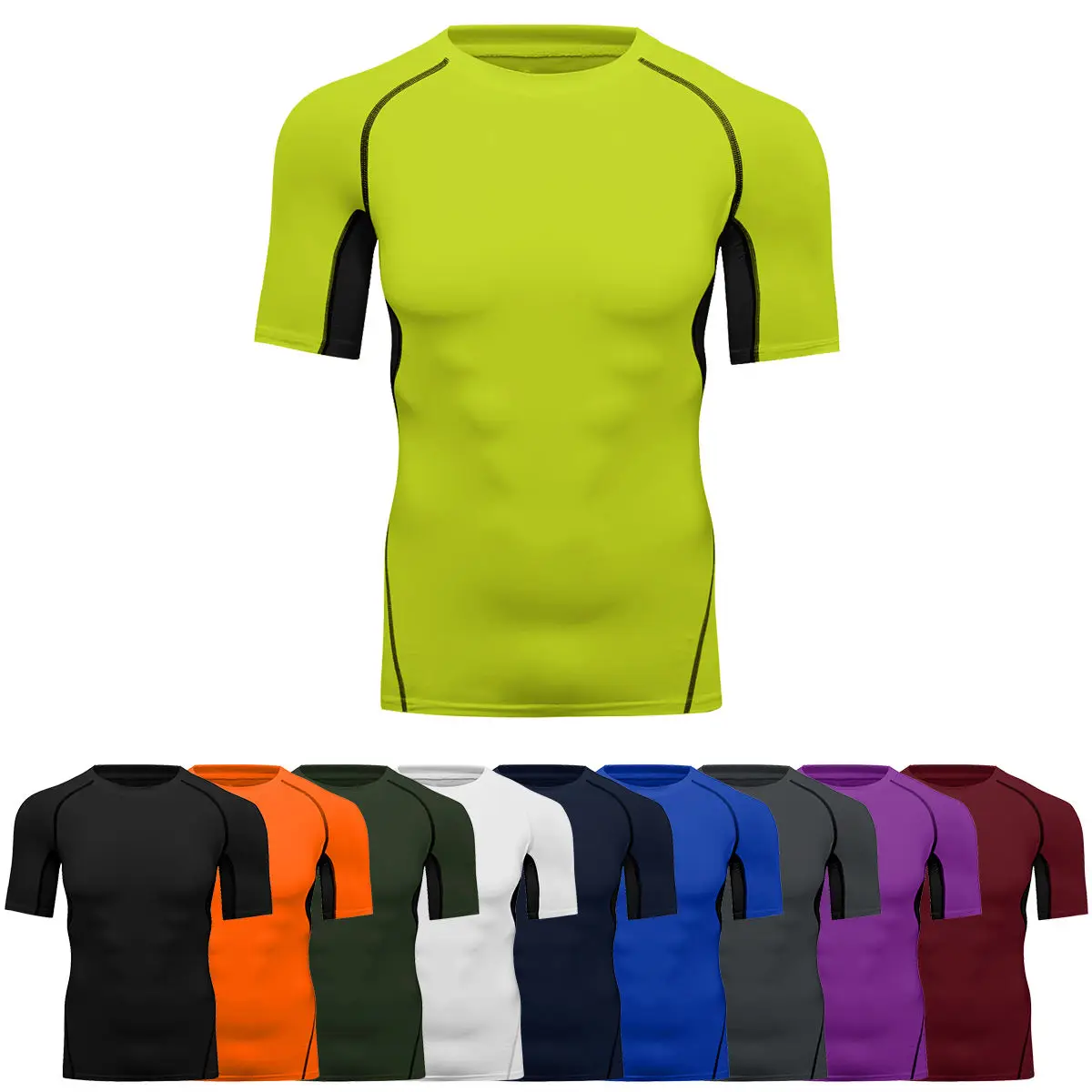 homens-mmacompressao-camisas-curtas-rashguard-boxe-ginasio-sportwear-para-musculacao-ajuste-apertado-topos-com-painel-de-malha-rash-guard-t