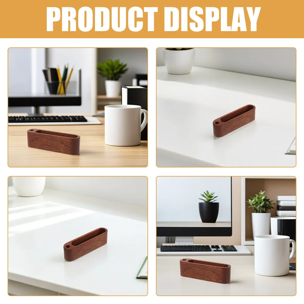 2Pcs Premium Beech Wood Business Card Holder Smooth Finish Compact Desktop Organizer for Office Workspace Wooden Card Display
