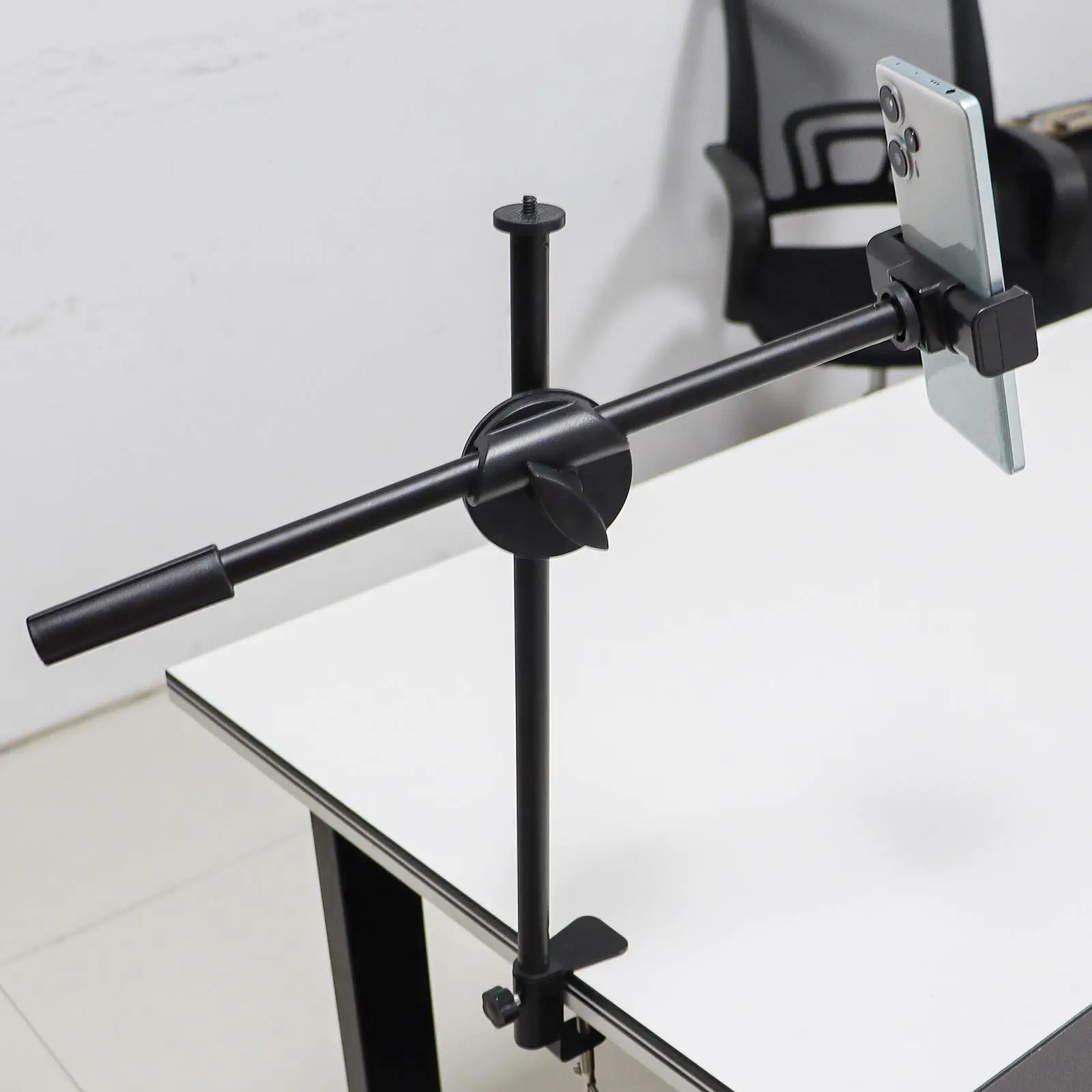 Microphone Stand Folding Bracket Desk Microphone Holder Phone Tripod Boom Arm Adjustable 1/4 Inch Screw Live Equipment