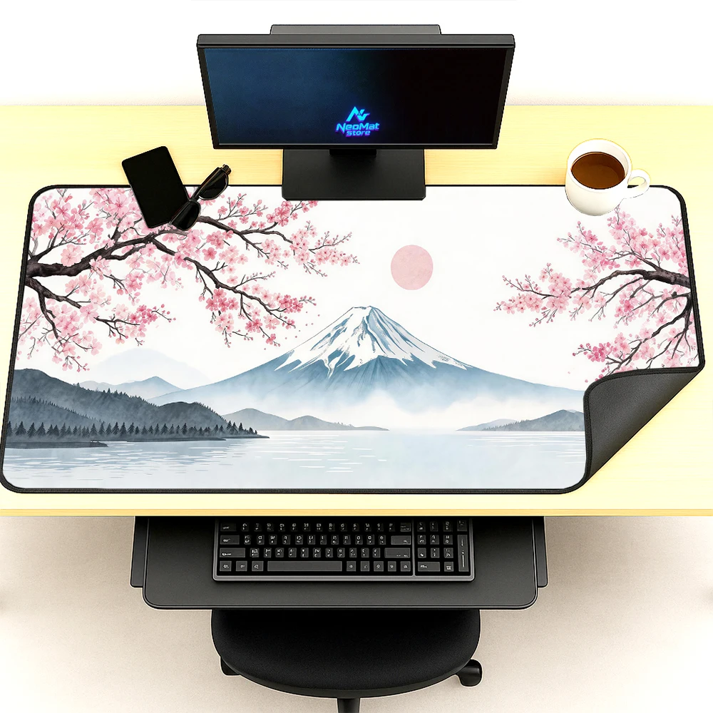 Japanese Mousemat Mouse Pad Fuji Gaming 140x60 Blossom Cherry Zen Landscape Mountain Office Mousepad Full Desk Accessories