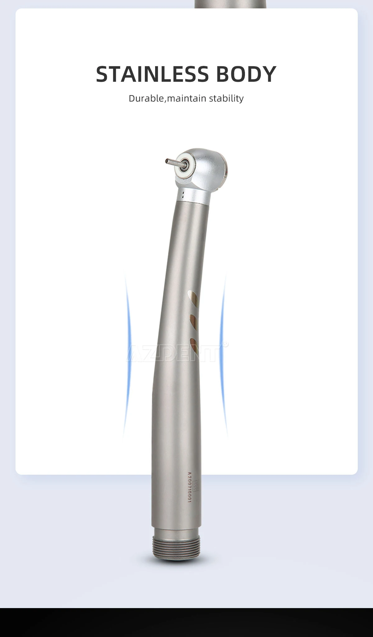 AZDENT Dental-Hochgeschwindigkeitshandstück, LED-E-Generator, schattenloser Ring, Keramik-Kugellager, einzelnes Wasserspray, 2/4 Löcher – Detail 4