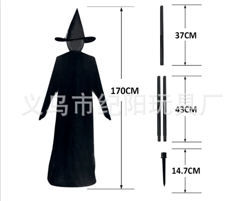 Sorcière Lumineuses Avec Piquets، ديكورات D'Halloween En Plein Air، Mains Serrées، Décor À Capteur Security É Par Le Son