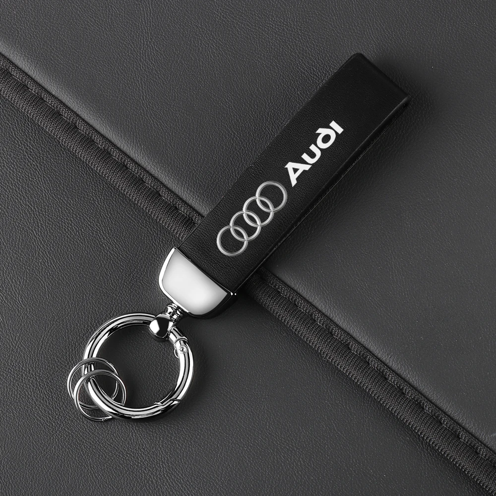 Car Metal Keychain Leather Key Ring Badge Braided Rope Key Case Gifts For Audi SLine A5 A3 A4 RS A6L A7 A4L Q5 Q7 Q3 TT A6 C7 R8