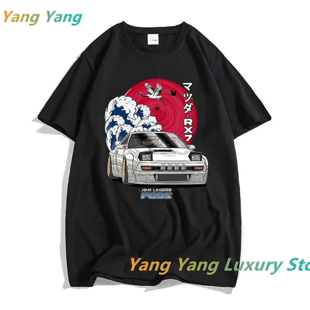 Initial D Anime Graphic Women/Men Cotton T-shirt Streetwear For JDM Crewneck tshirts Tops Y2k Oversized Cotton Tee-shirt Soft