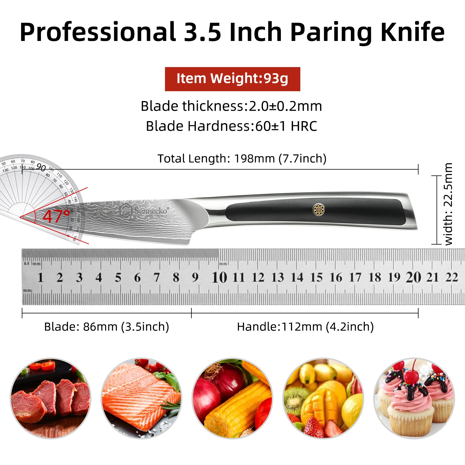 Imagem -03 - Sunnecko-high Carbon Damascus Aço Faca Paring Peeling Slicing Faca de Cozinha Ultra Sharp Cortador de Legumes 3.5