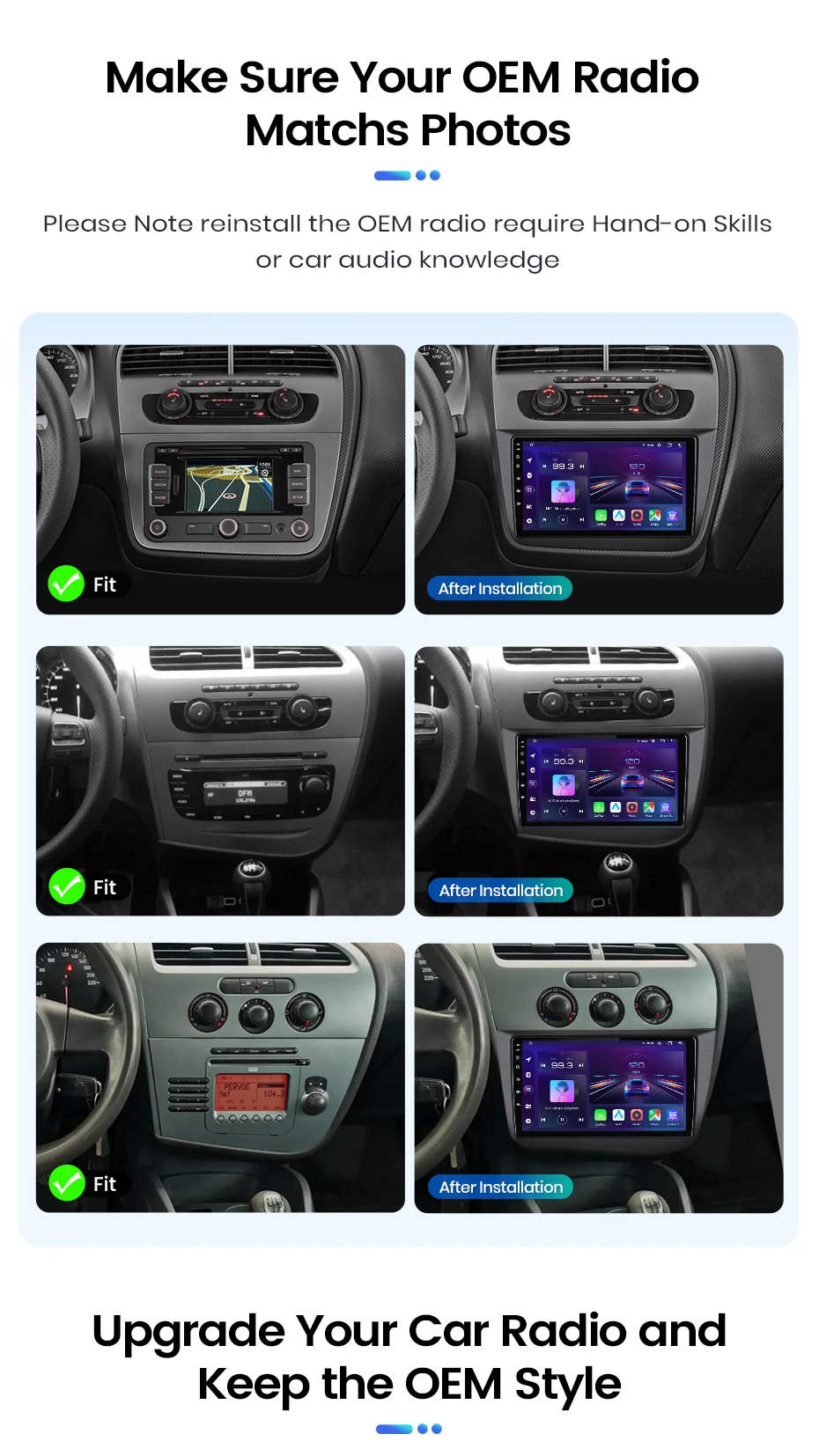 Junsun Kabelloses CarPlay Android Auto Autoradio für Seat Altea 2004 2005-2015 Toledo 3 2 DIN Multimedia-Stereoanlage mit Eingebautem Kühlventilator GPS-Navigation SWC Bluetooth FM RDS DSP IPS-Bildschirm Auto-Intelligentes System 4G WiFi – Detail 4