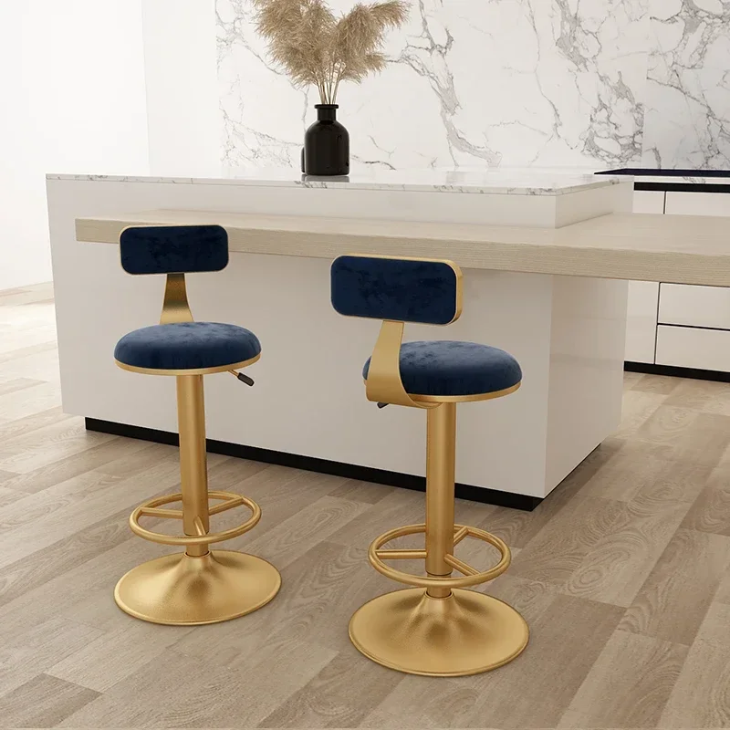 Light Luxury Bar Chair Rotary Lift Bar Stool Home Kitchen High Stools Modern Simple Backrest Front Desk Cash Register Stool