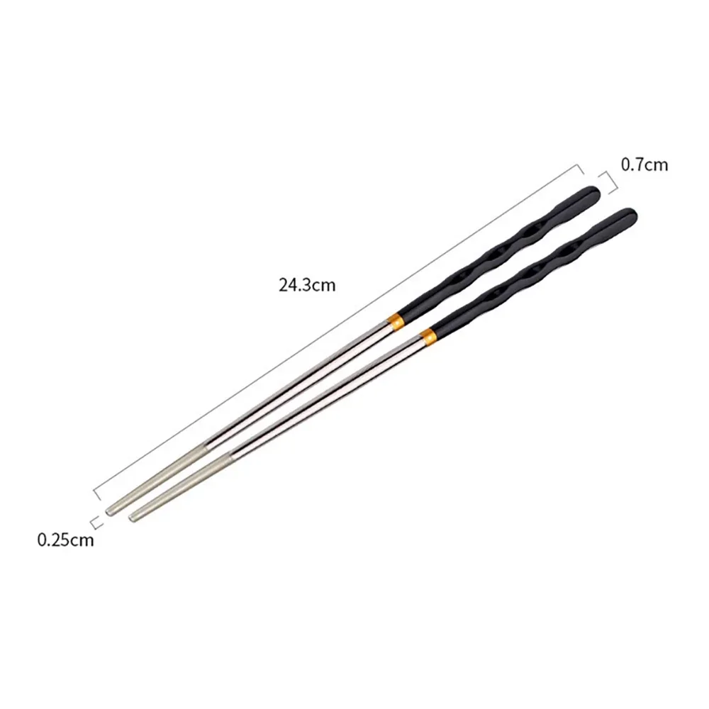 Reusable Black Gold Chopsticks Set Stainless Steel Non-Slip Japanese Food Chinese Korean Metal Chop Sticks Dishwasher Safe