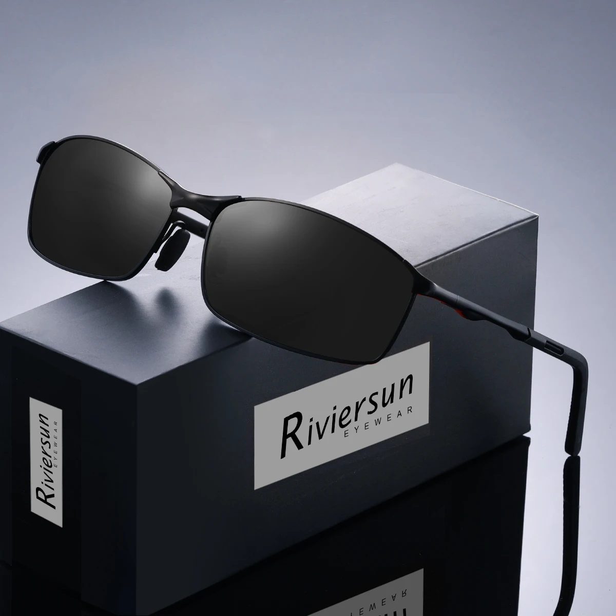 Rechteckige Sonnenbrille für Herren, UV400-Polarisation, Reitbrille aus Legierung, Parsnip Luxusbrille