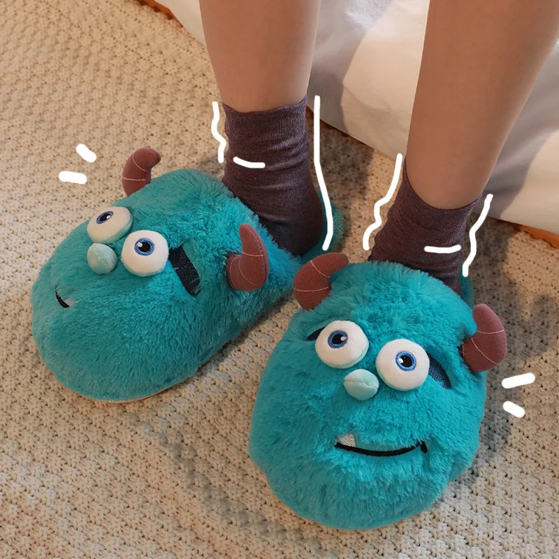 Men Funny Monster Slippers Winter Indoor Slides High Quality Plush Couple Slides Cartoon Bear Claw Cotton Flip-flops Warm Slides