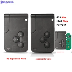 jingyuqin 3 Buttons 433Mhz ID46 PCF7947 Chip & Insert Small Blade Remote Smart Key Card For Renault Megane Scenic Grand