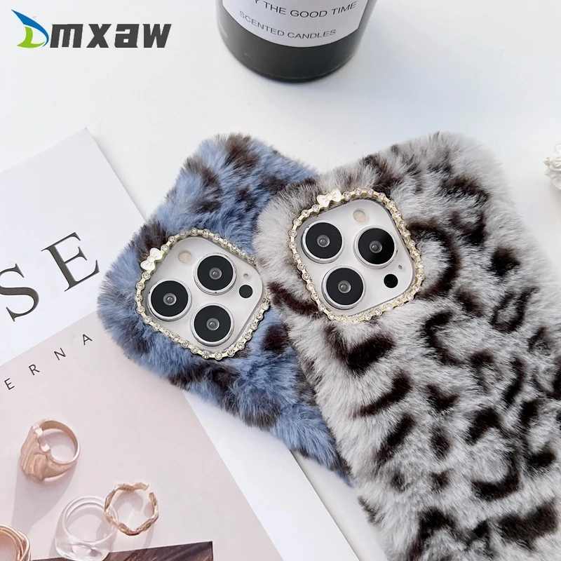 Fashion Plush Fur Phone Case For iPhone 14 Plus 13 12 11 Pro Max mini XS MAX XR X 8 7 6S Plus Leopard Fluffy Soft Case