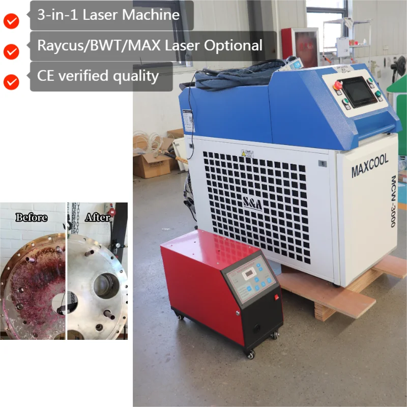 2024 Derust Fiber Laser Metal Surface Cleaning Machine 1000w 2000w Optical MCW-3000 Laser 3in1 Welder Cutter sprzęt spawalniczy