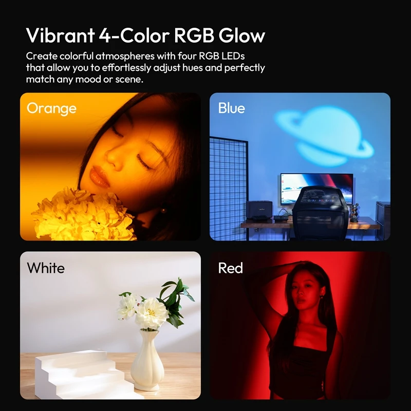 Ulanzi LM01 مصباح يدوي للتصوير الفوتوغرافي زوومابلي ضوء غروب الشمس 4-Color RGB Ambience Light 7500mAh 4.5h وقت التشغيل #5