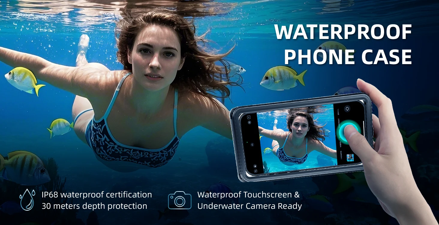 Wasserdichte Handyhülle, geeignet für 6,9-Zoll-Modelle, zum Schwimmen und Tauchen im Freien, kann bis zu 15 Meter unter Wasser verwendet werden. – Detail 2