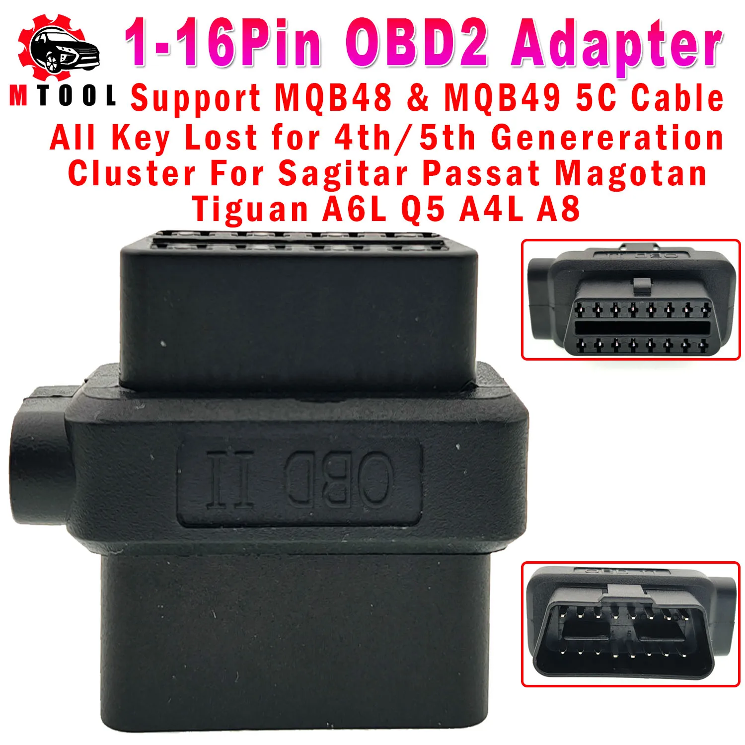 1-16Pin OBD2 Adapter Remote control All Key Lost 4/5th Generation OBD Connector For Sagitar Passat Magotan Tiguan A6L Q5 A4L A8